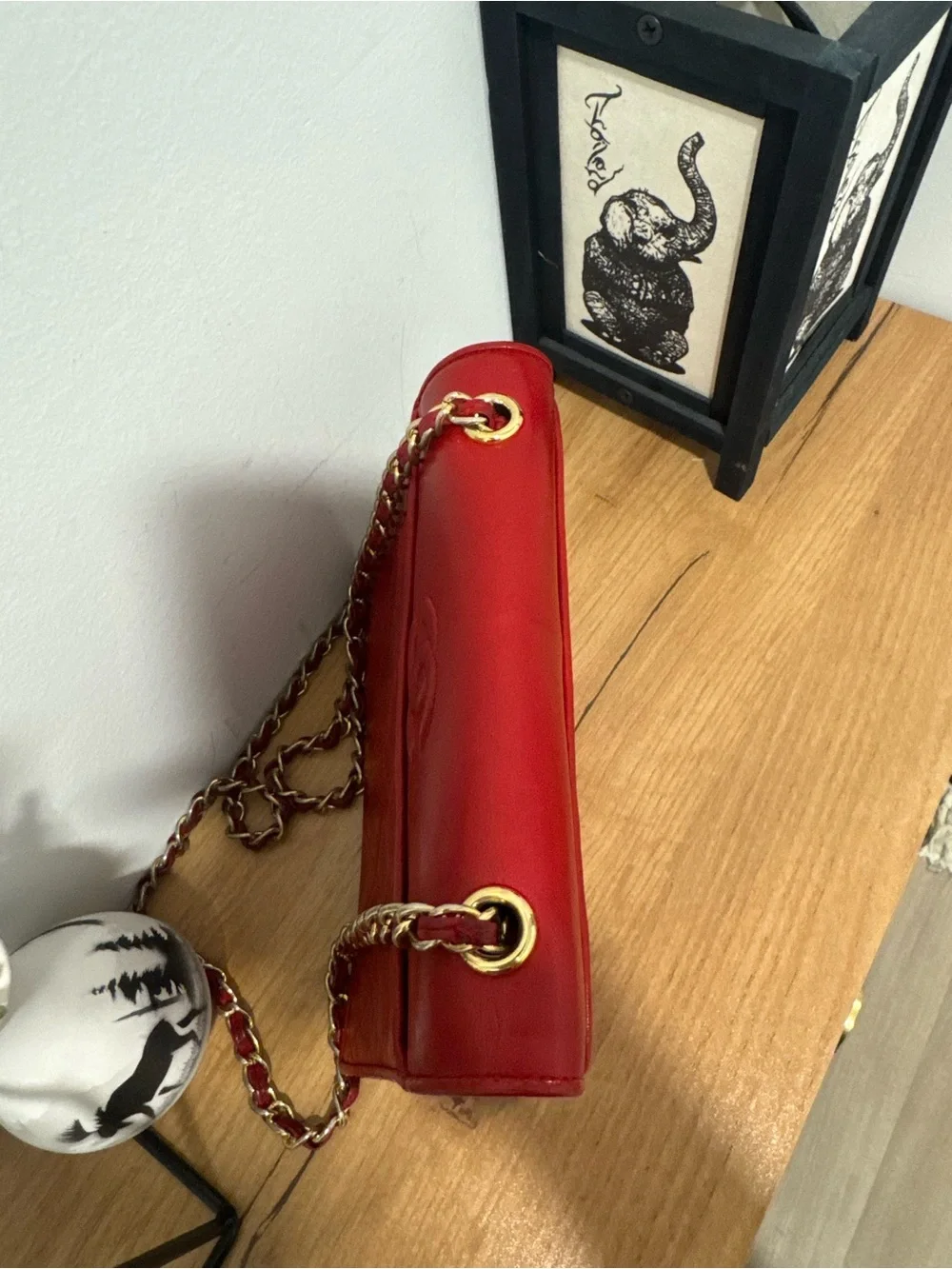 VINTAGE Chanel Red Lambskin Quilted Coco Mark Shoulder Bag - AS IS